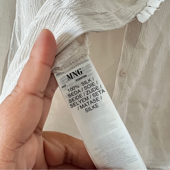 NWT Mango MNG Suit Silk Cream Long Sleeve Blouse Size 8 - Picture 5 of 12